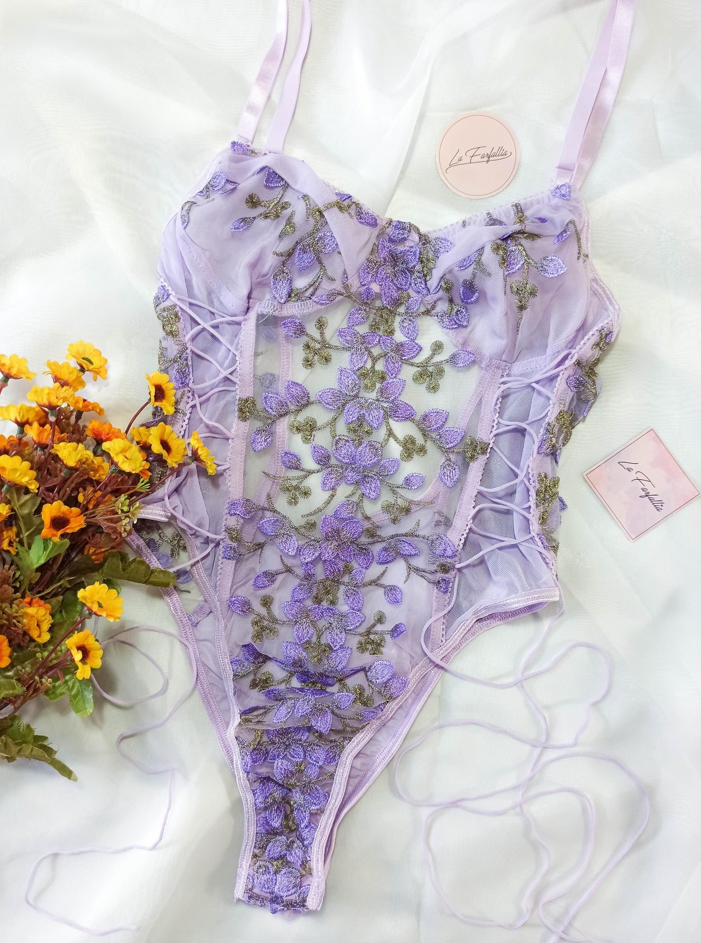 Bodysuit floral anudado