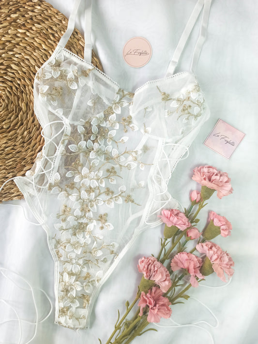 Bodysuit floral anudado