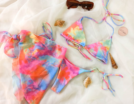 Bikini triángulo pareo multicolor